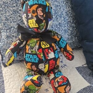 Star Wars Patterned Teddy Bear with Black Bow